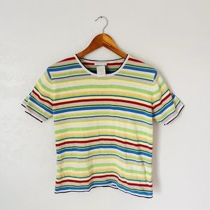 Vintage Rainbow Stripe Sweater Top 🌈